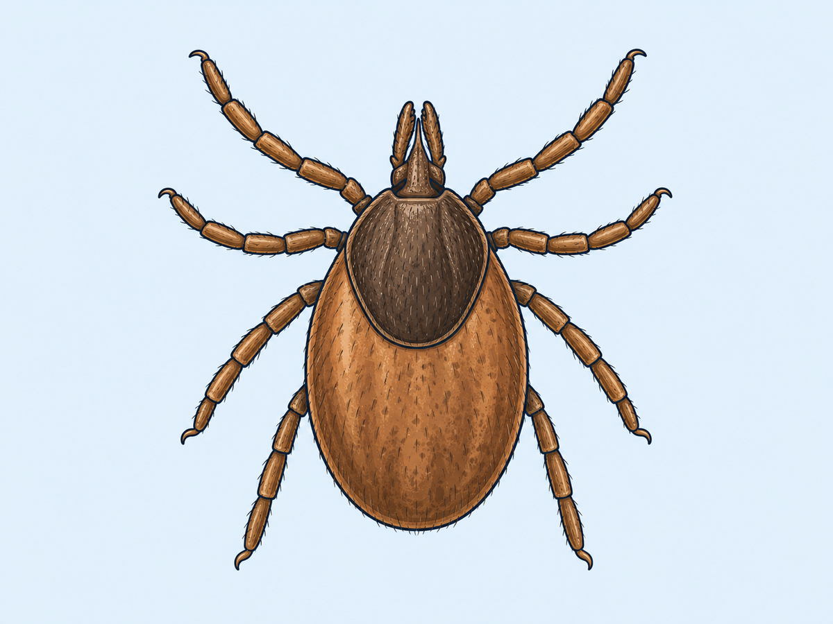 Simplified educational diagram of the upper side of a tick