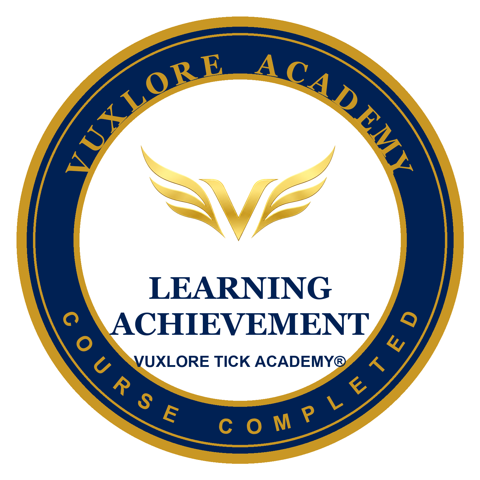 VuxLore Academy course completed seal